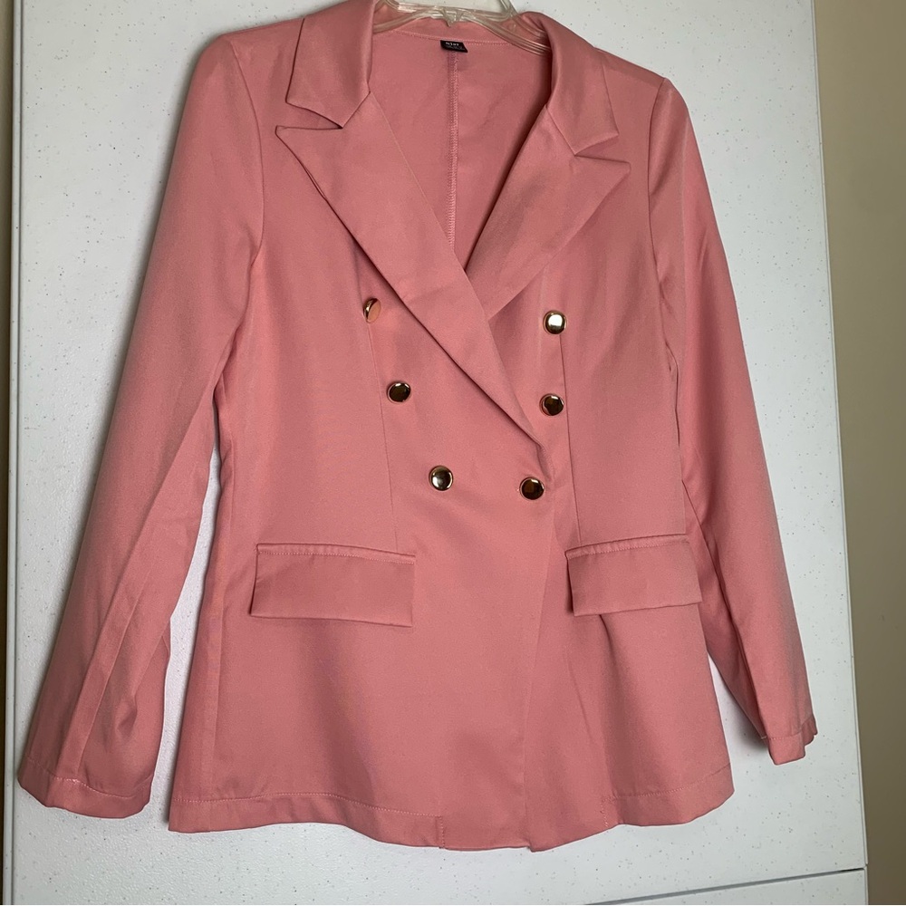 NIAY Double Breasted Jacket Blazer Dusty Pink women Size Medium like New - Picture 8 of 11